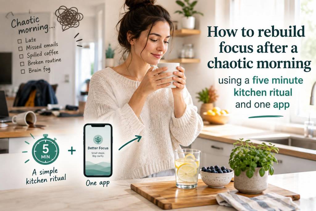 How to rebuild focus after a chaotic morning using a five-minute kitchen ritual and one app