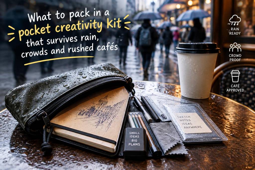 What to pack in a pocket creativity kit that survives rain, crowds and rushed cafés