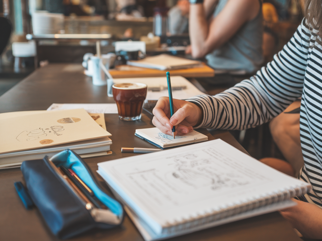 How to create a pocket sketching routine that turns coffee-shop moments into a month of finished prompts