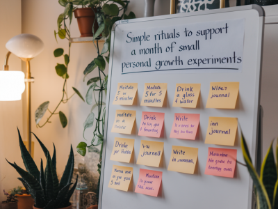 simple rituals to support a month of small personal growth experiments